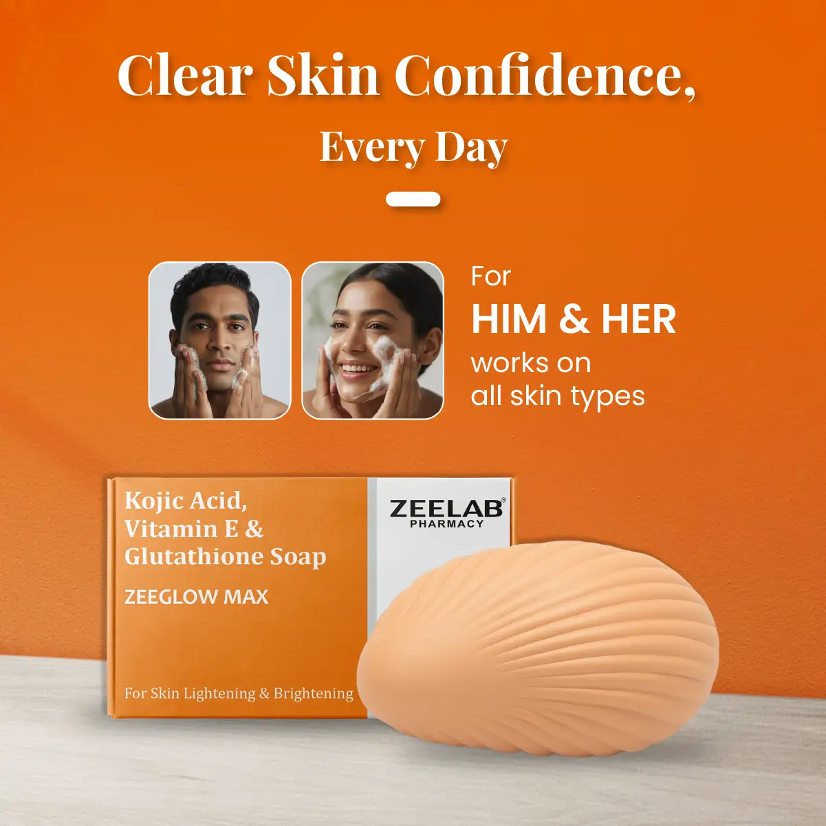 Zeeglow Max | Kojic Acid and Glutathione Soap​ with Vitamin E | For Glowing Skin